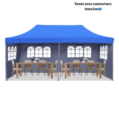Bâche de Tente 6m/3m pliable avec couverture