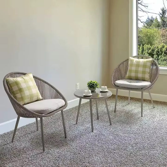 Tête à tête moderne en rotin avec coussin