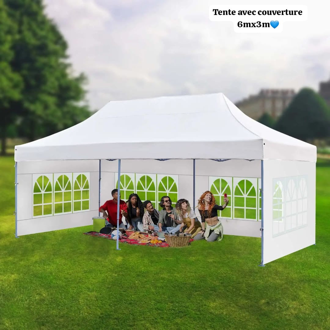 Bâche de Tente 6m/3m pliable avec couverture