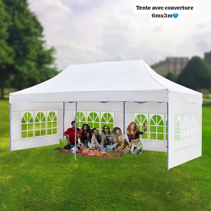 Bâche de Tente 6m/3m pliable avec couverture