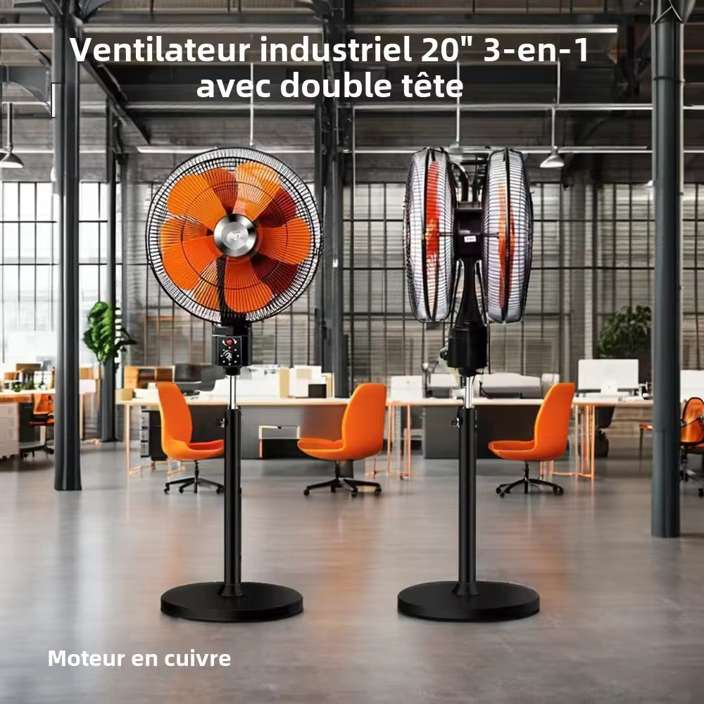 Ventilateur Électrique sur pieds à double tête 360 degrés