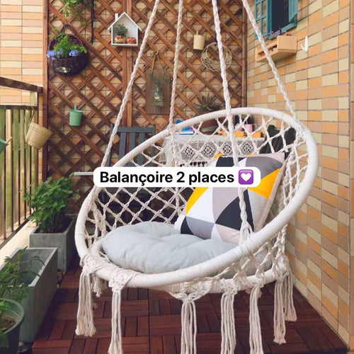 Balançoire Hamac 2 places en corde de coton tricotée Chaise suspendue pivotante