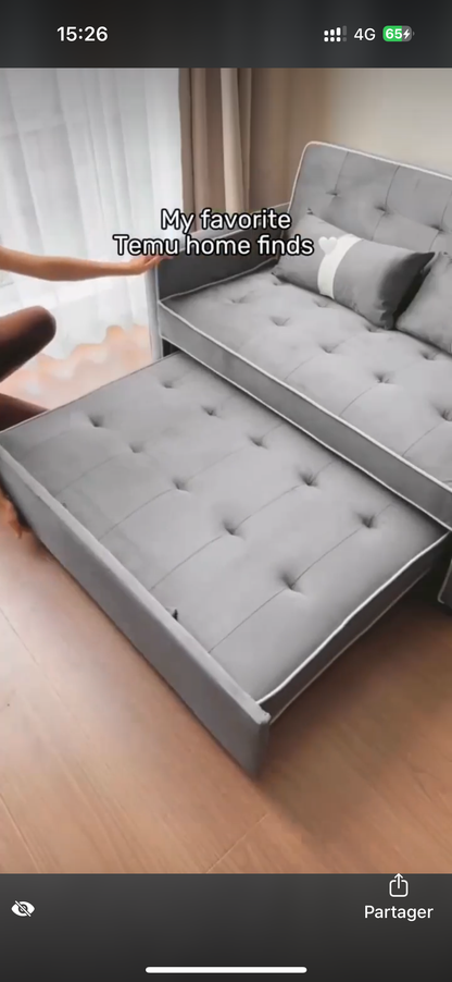 🛋️ Sofa Lit Convertible 3-en-1 Ultra Confort – Le Must-Have pour les Petits Espaces ! 🌟