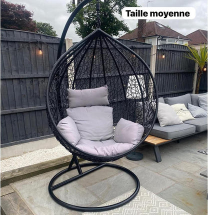 Fauteuil suspendu grand modèle Balançoire de jardin en rotin VIP
