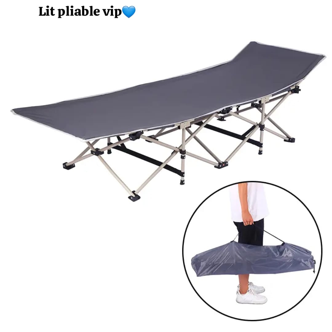 🛏️ Lit Pliable de Camping VIP pour Adulte – Confort, Gain de place & Praticité