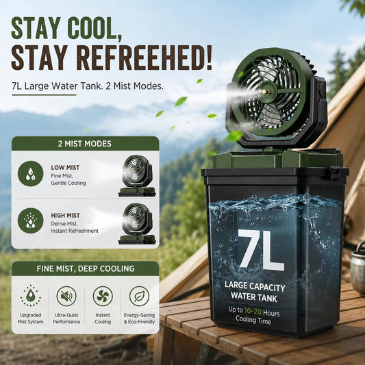 Ventilateur à Eau Portable 7L avec Brumisateur et lampe led – Votre Fraîcheur à Emporter