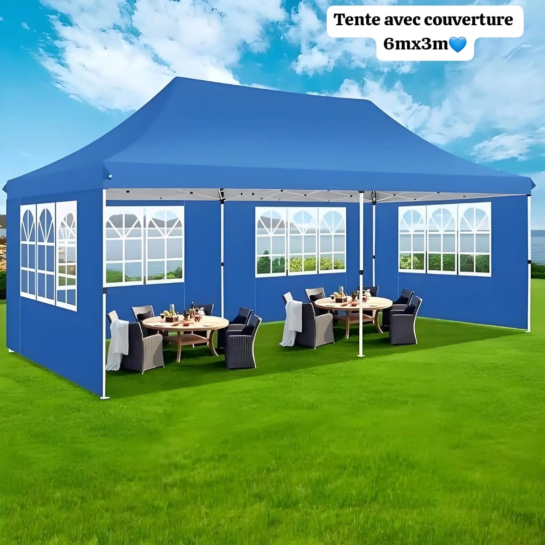 Bâche de Tente 6m/3m pliable avec couverture