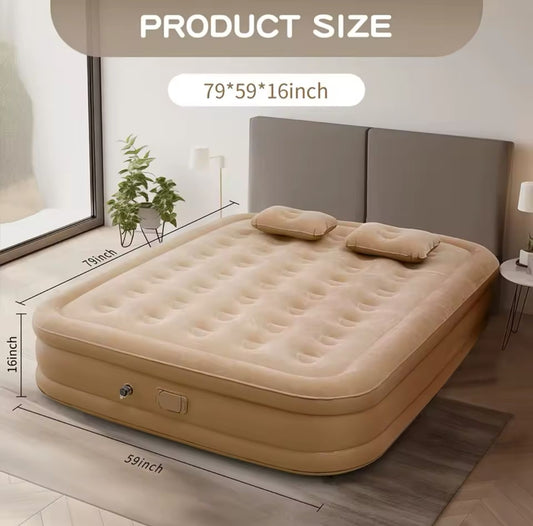 Matelas gonflable 2Places avec oreillers et pompe électrique intégré