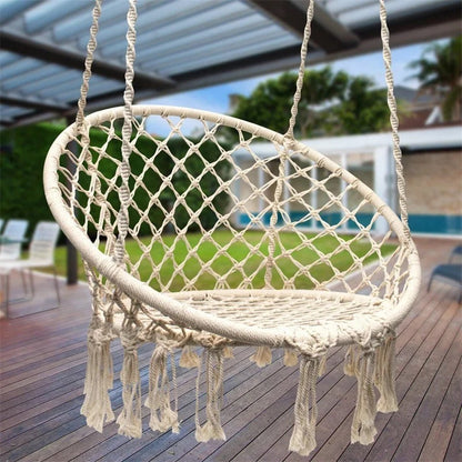 Balançoire Hamac 2 places en corde de coton tricotée Chaise suspendue pivotante