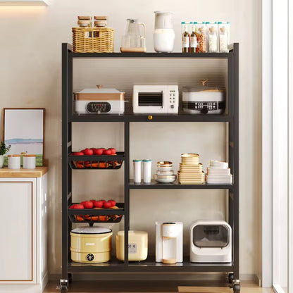 Étagère de cuisine multifonction avec roulettes et portes coulissantes