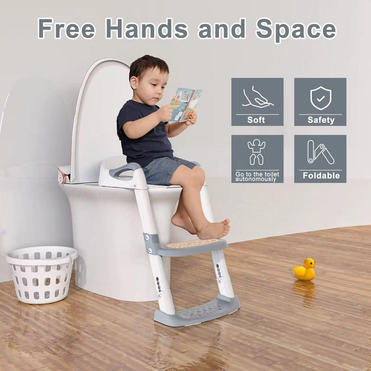 🚽 Siège Réducteur de Toilette Pliable avec Marche – L’Apprentissage de la Propreté en Toute Confiance