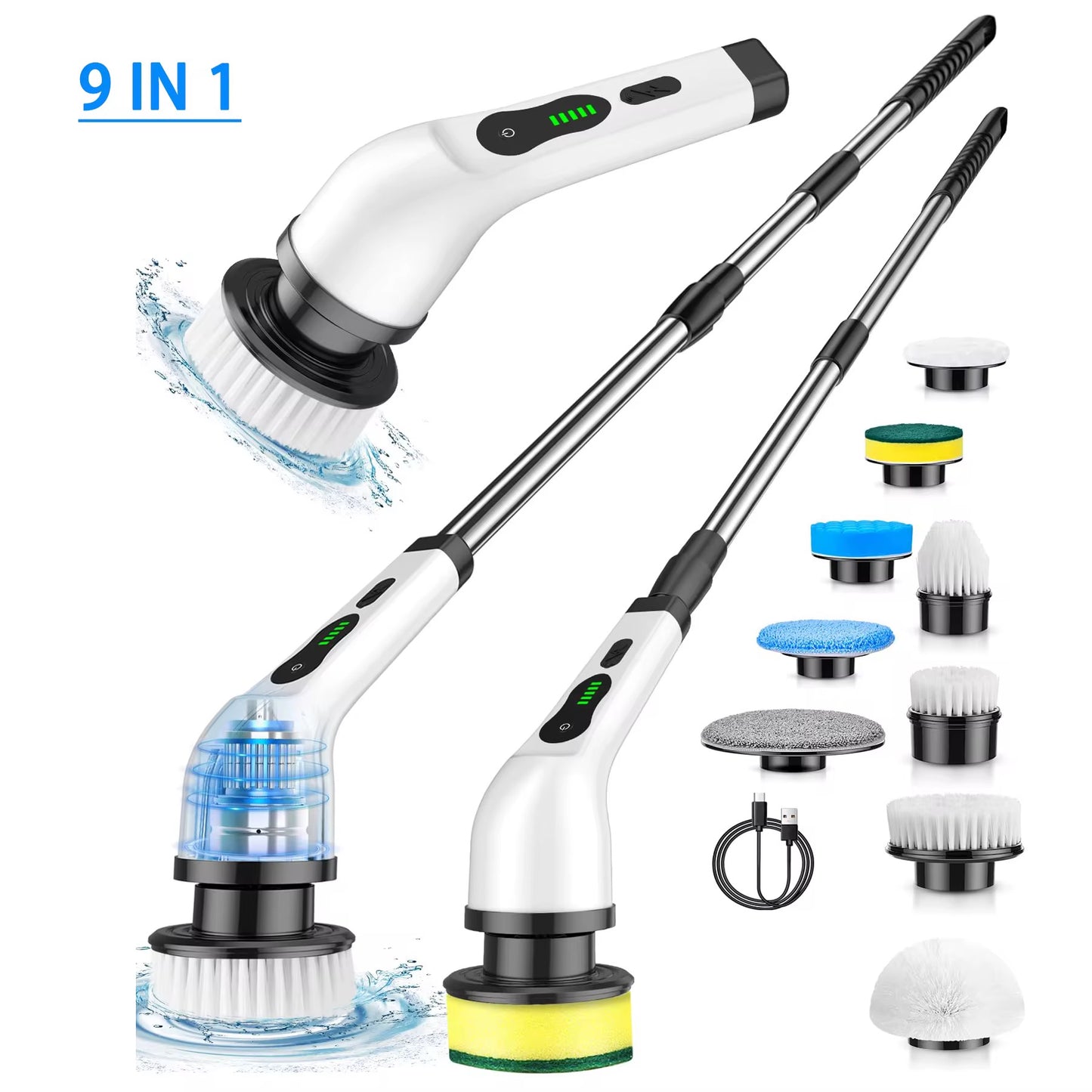 Brosse Électrique de nettoyage Rotative 9 en 1 Rechargeable