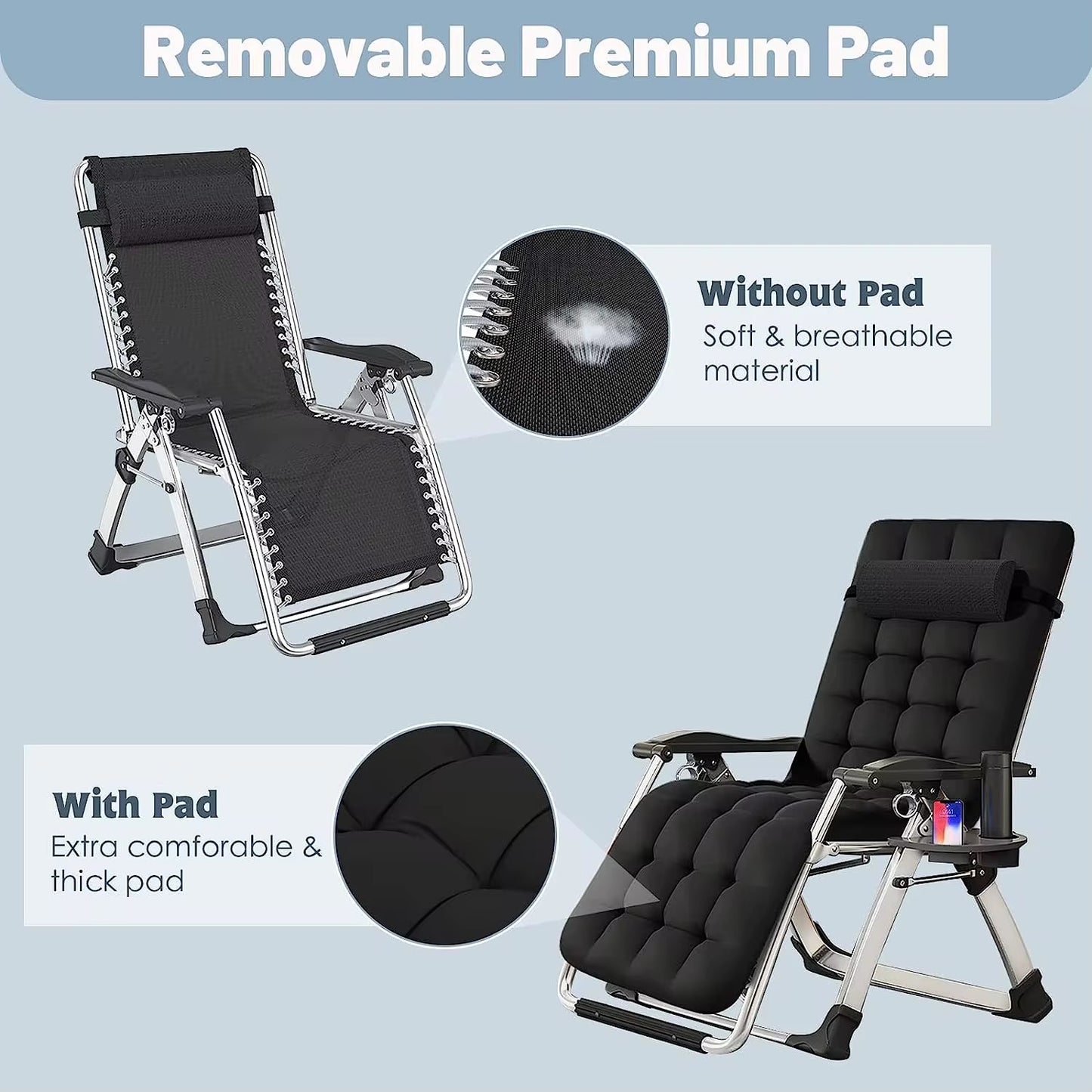 Chaise pliante allongée avec fourrure souple et confortable
