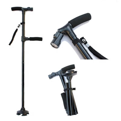🦯 Canne de Marche Pliable Multifonction – Stabilité, Sécurité & Confort au Quotidien