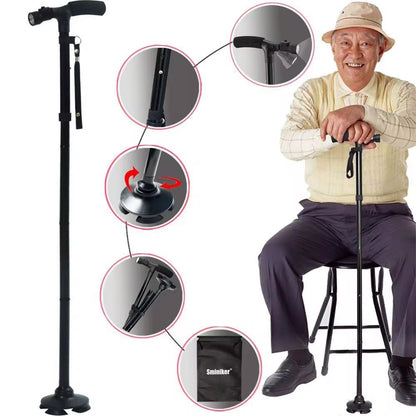 🦯 Canne de Marche Pliable Multifonction – Stabilité, Sécurité & Confort au Quotidien