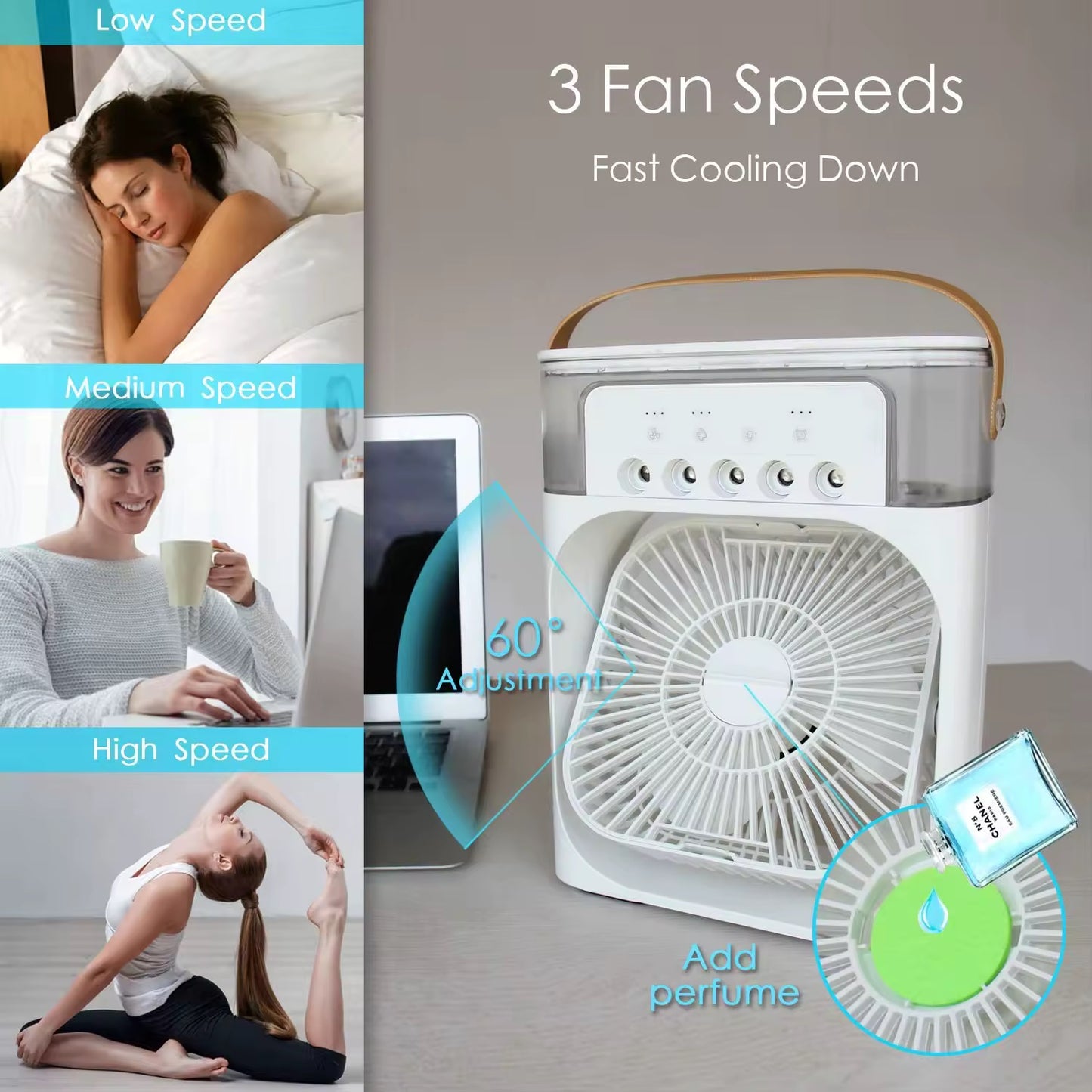 Refroidisseur d’air ventilateur 3-en-1 mini clim