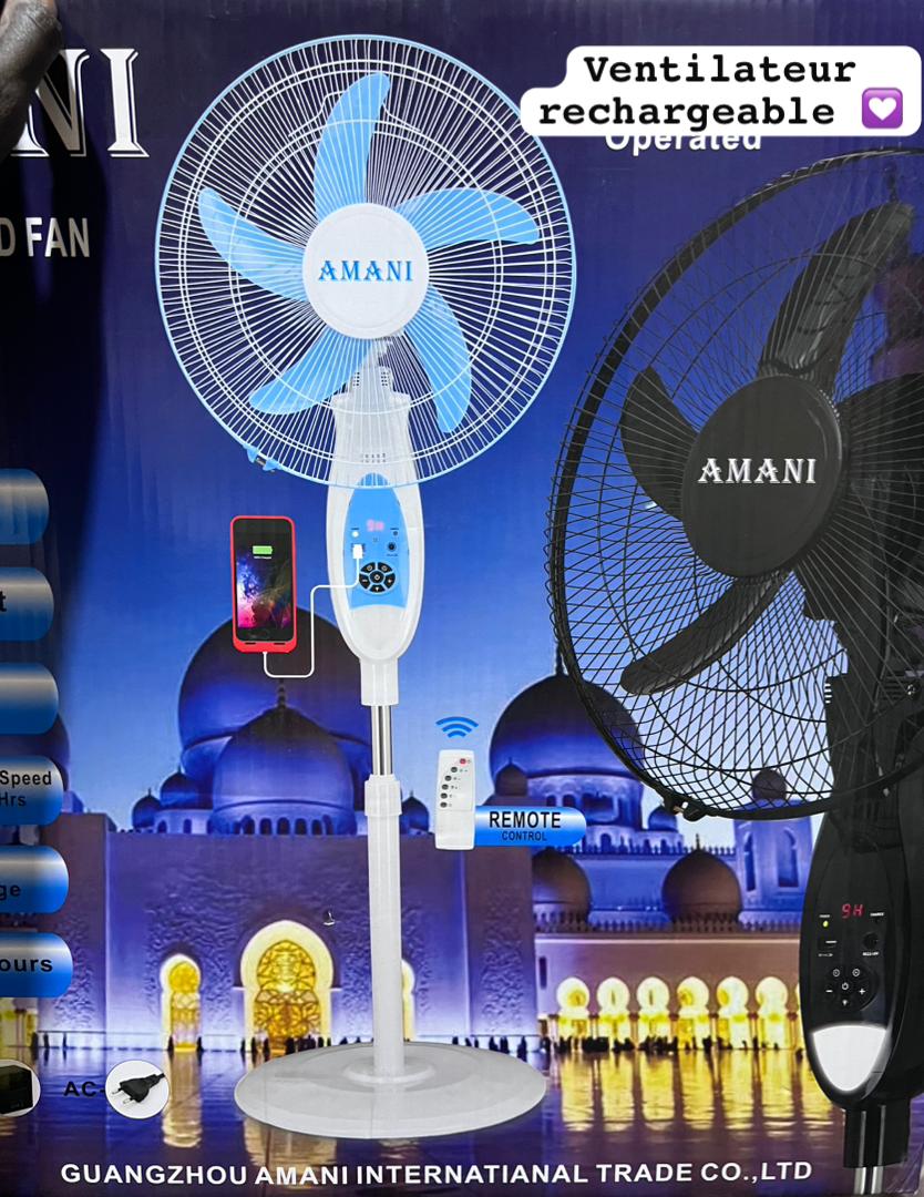 🌬️ Ventilateur Rechargeable AMANI – Puissance, Élégance et Autonomie !🔋