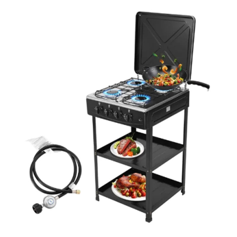 CUISINIÈRE A GAZ 4 FEUX AVEC ÉTAGÈRE DE RANGEMENT
