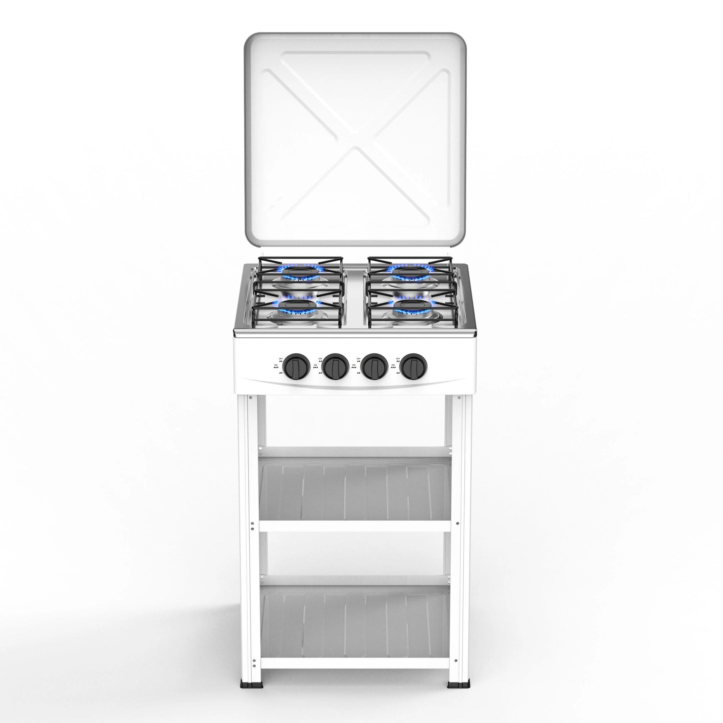 CUISINIÈRE A GAZ 4 FEUX AVEC ÉTAGÈRE DE RANGEMENT