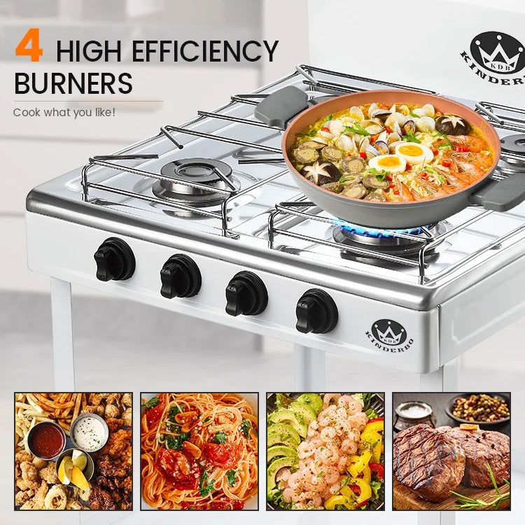 CUISINIÈRE A GAZ 4 FEUX AVEC ÉTAGÈRE DE RANGEMENT