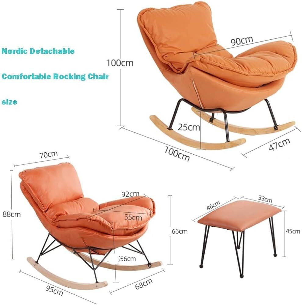 Fauteuil Bascule en Cuire avec Repose Pied