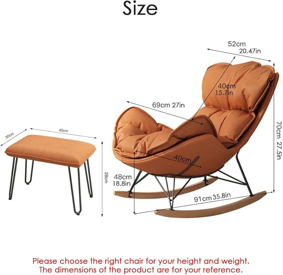 Fauteuil Bascule en Cuire avec Repose Pied