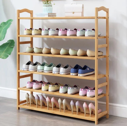 Étagère de rangement chaussures en bambou