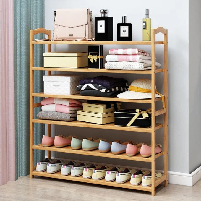 Étagère de rangement chaussures en bambou