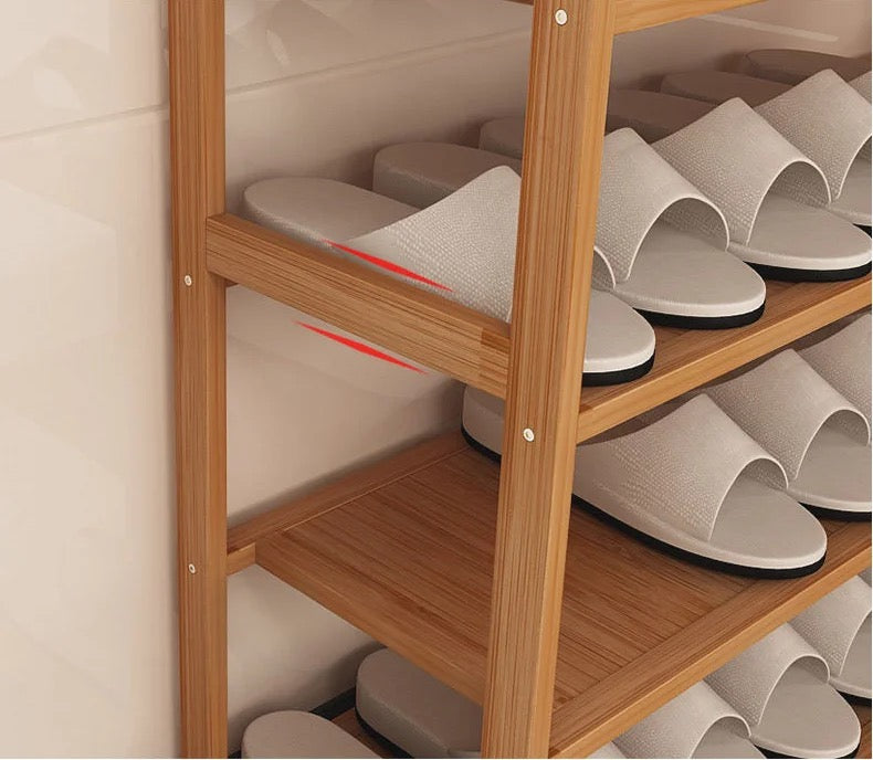 Étagère de rangement chaussures en bambou
