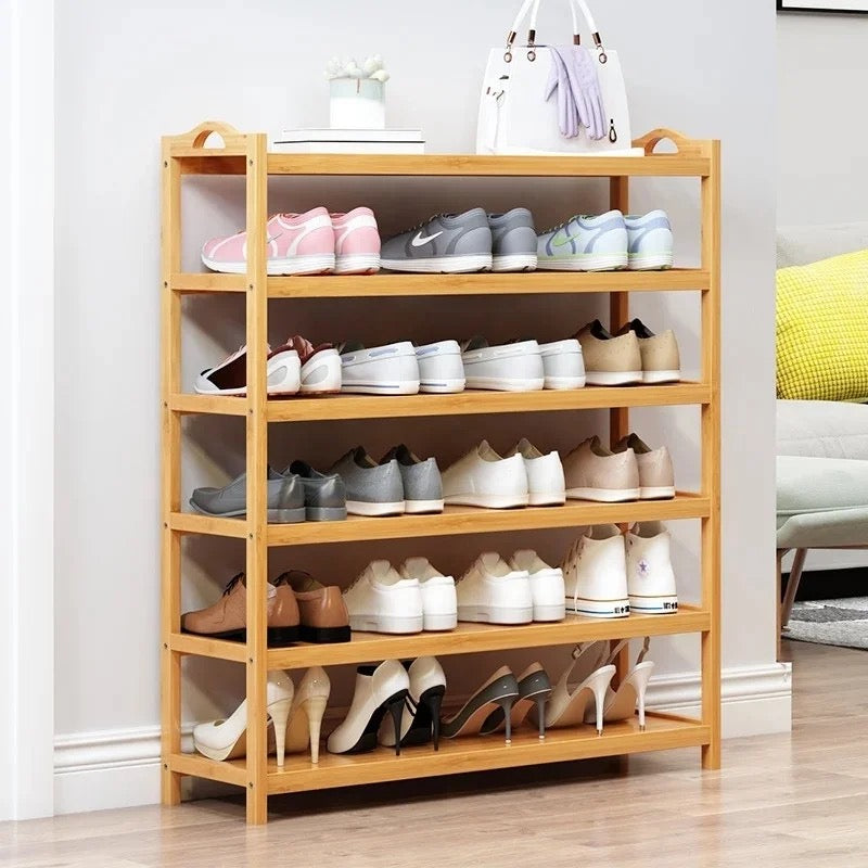 Étagère de rangement chaussures en bambou