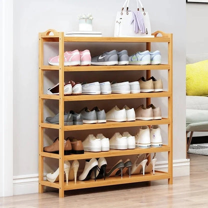Étagère de rangement chaussures en bambou