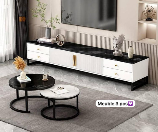 Ensemble meuble Télévision avec duo table basse