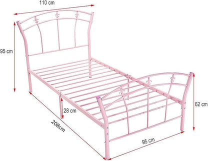 Lit de princesse pour enfant en métal rose